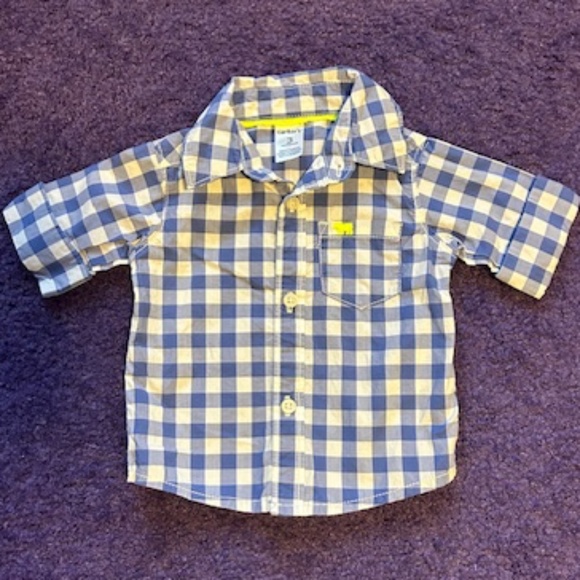 Carter's Other - Carter's Blue and White checkered collared button up - 3 Months
